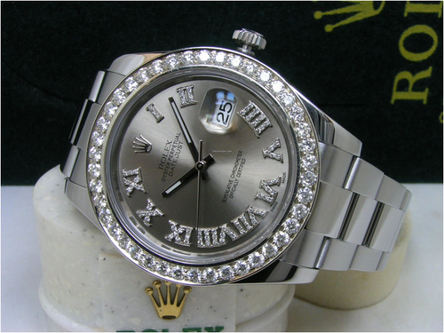 Rolex Men's Silver Datejust 36 Ice Blue Diamond Dial Bezel Box Set
